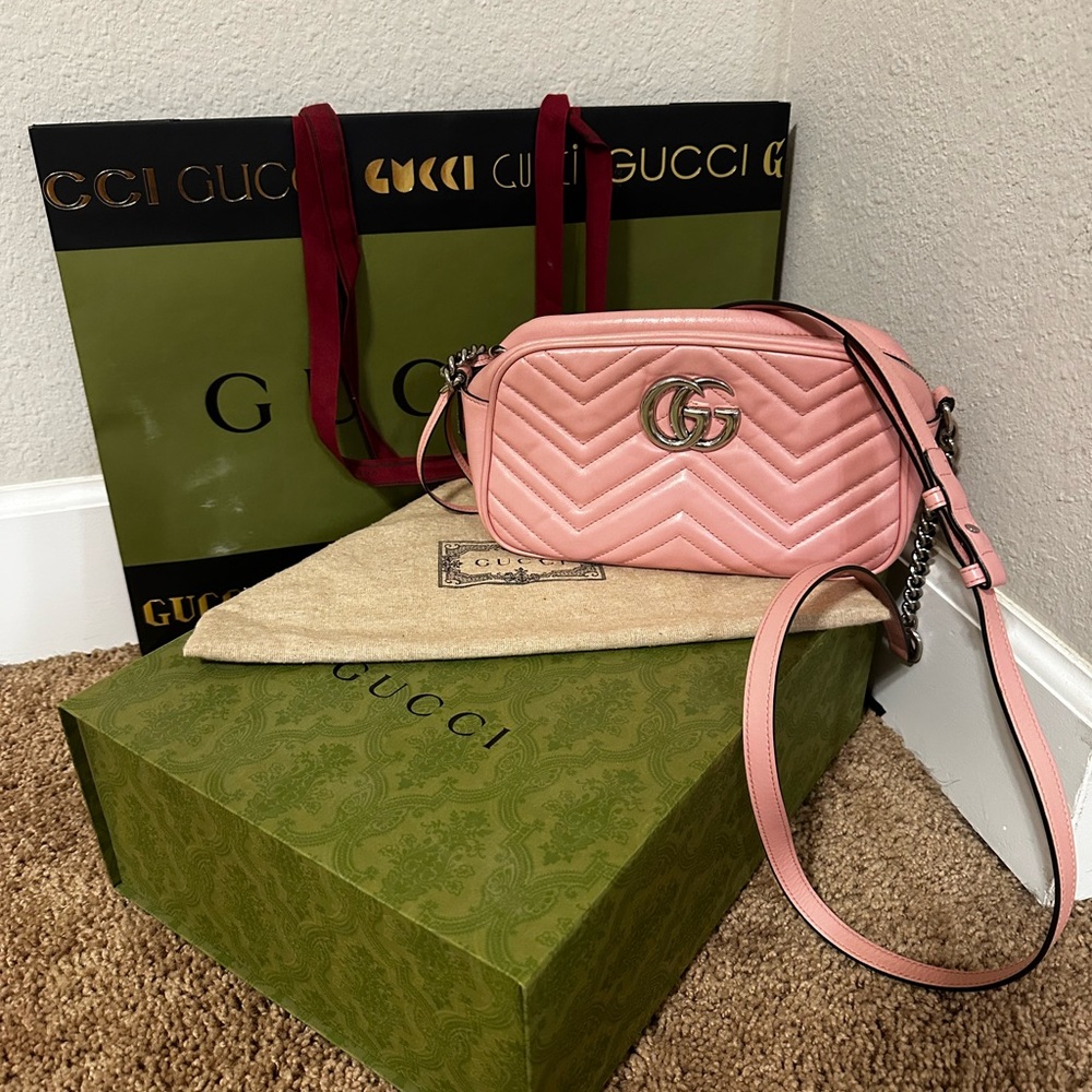 Gucci Pink Chevron Crossbody Bag